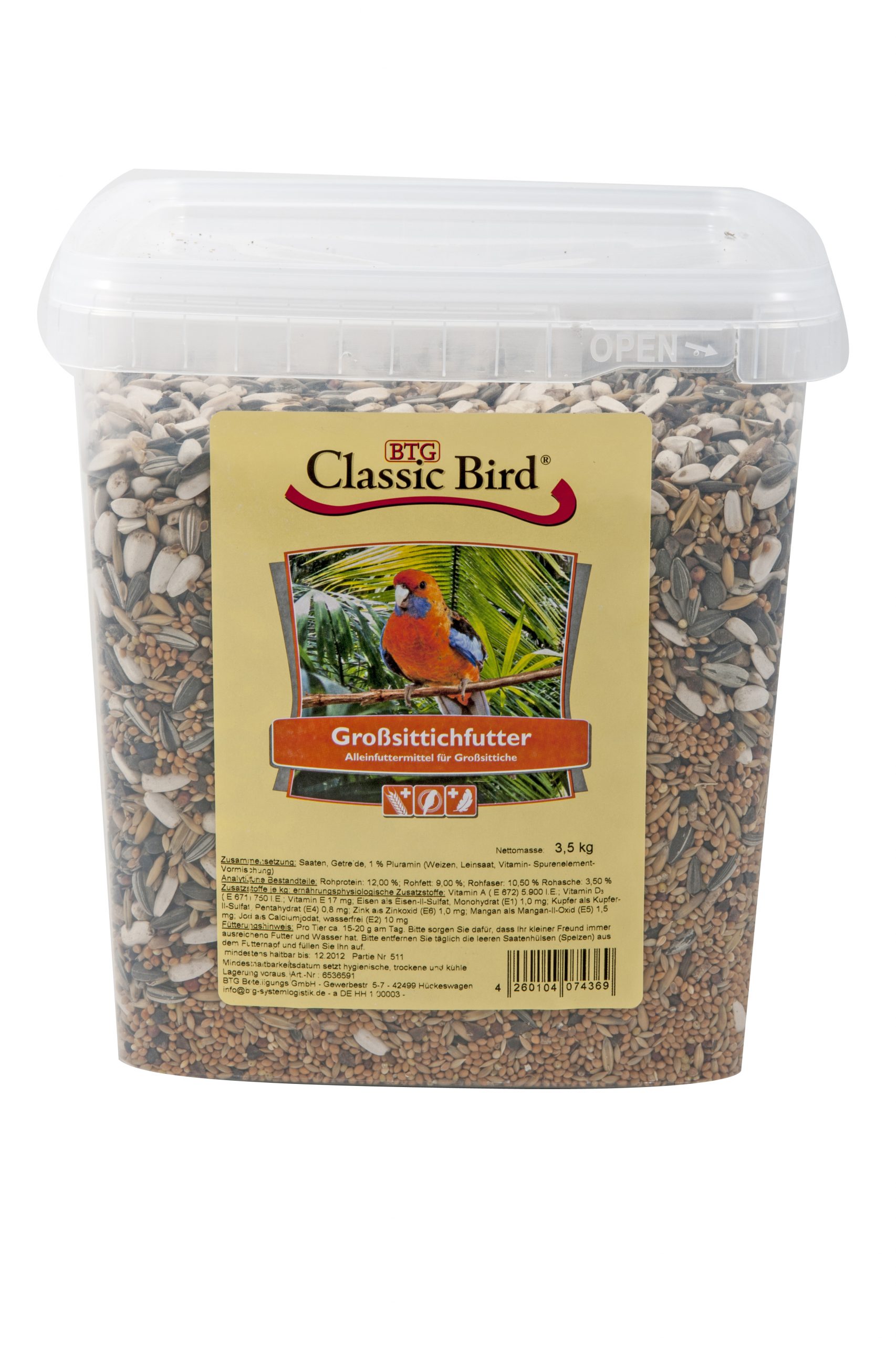 Classic_4260104074369_Cla.BirdGrosssittichfutterEimer35kg