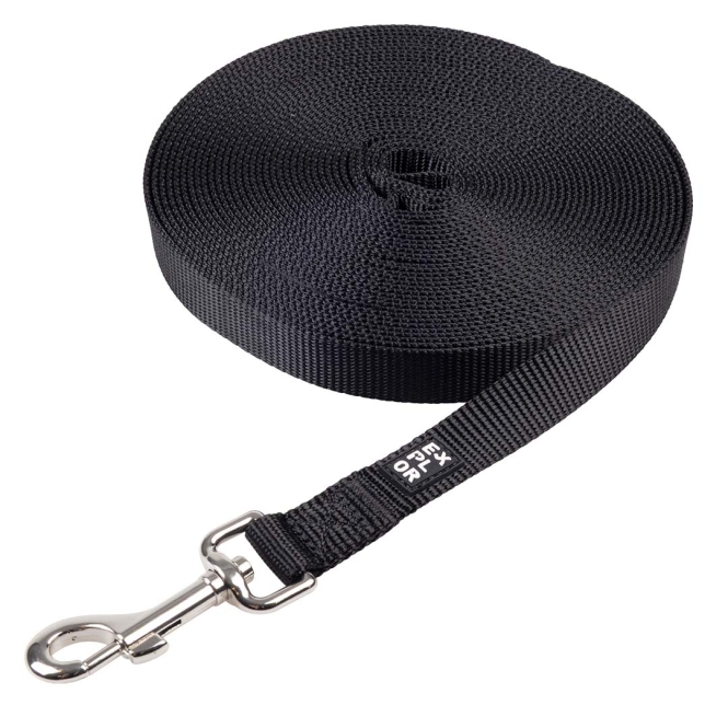 Duvoplus EXPLOR Trackingleine Classic flach - schwarz - 15m/20mm